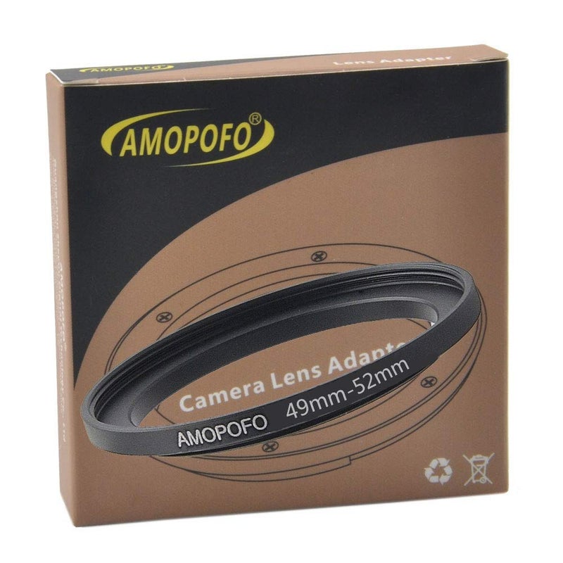 AMOPOFO 49mm to 52mm Metal Step Up Ring Adapter for Canon,for Nikon,for Sony,for Fuji,M4/3 Camera Lenses to UV,ND,CPL Camera Filters, Made from CNC Machined with Matte Black Electroplated Finish - Image 1
